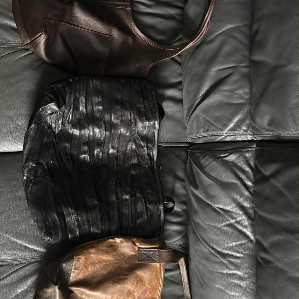 Elegant Black and Brown Leather Tote Bag